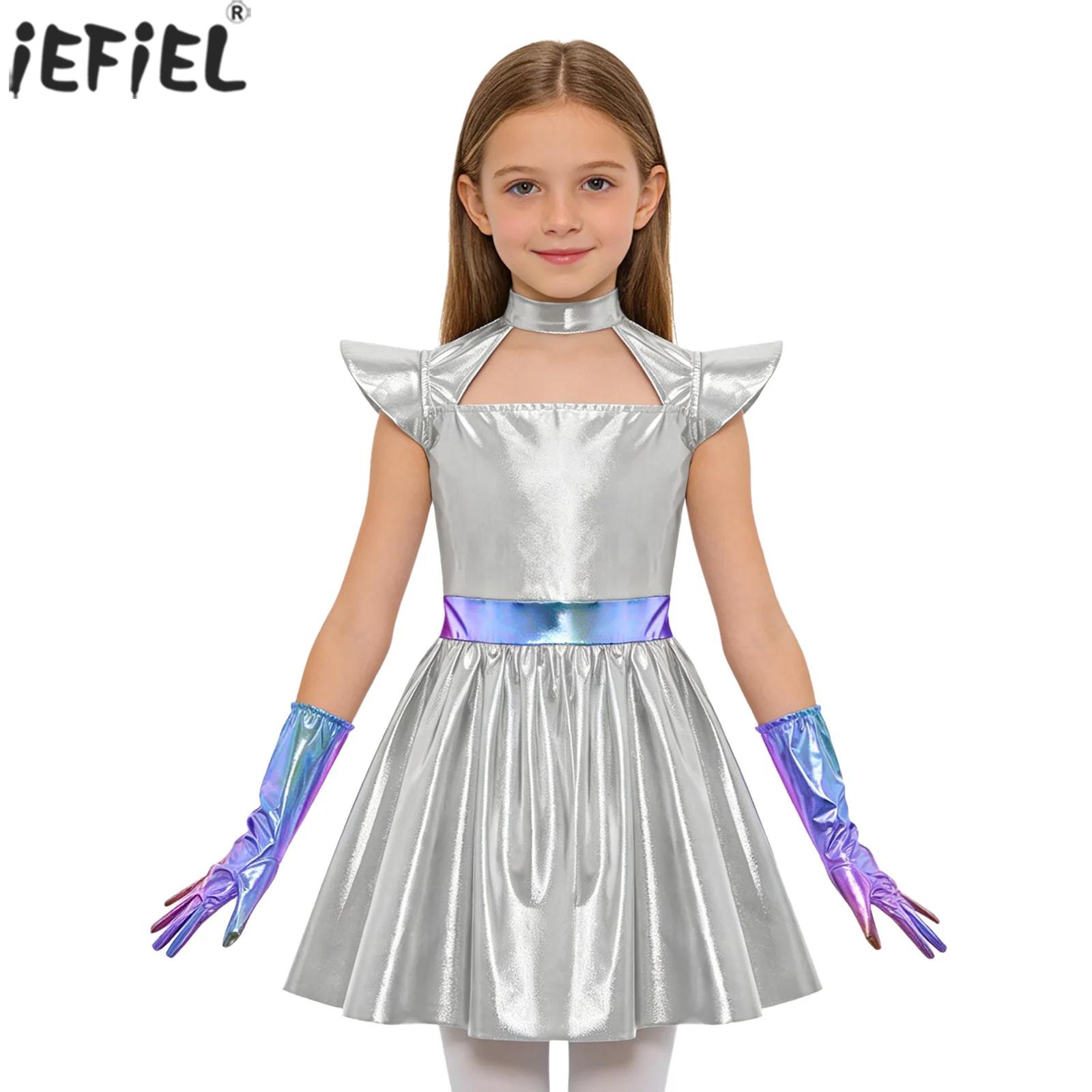 Line Follower Robot - Çocuk Kız Uzaylı Cosplay Kostümü Oyuklu